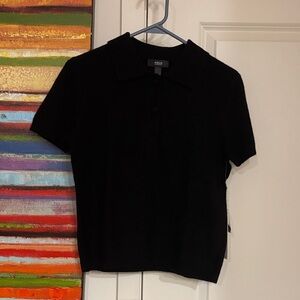 Aqua Black Short Sleeve Top